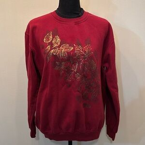 Morning‎ Sun Women’s Foil Leaf Crewneck Sweatshirt size L